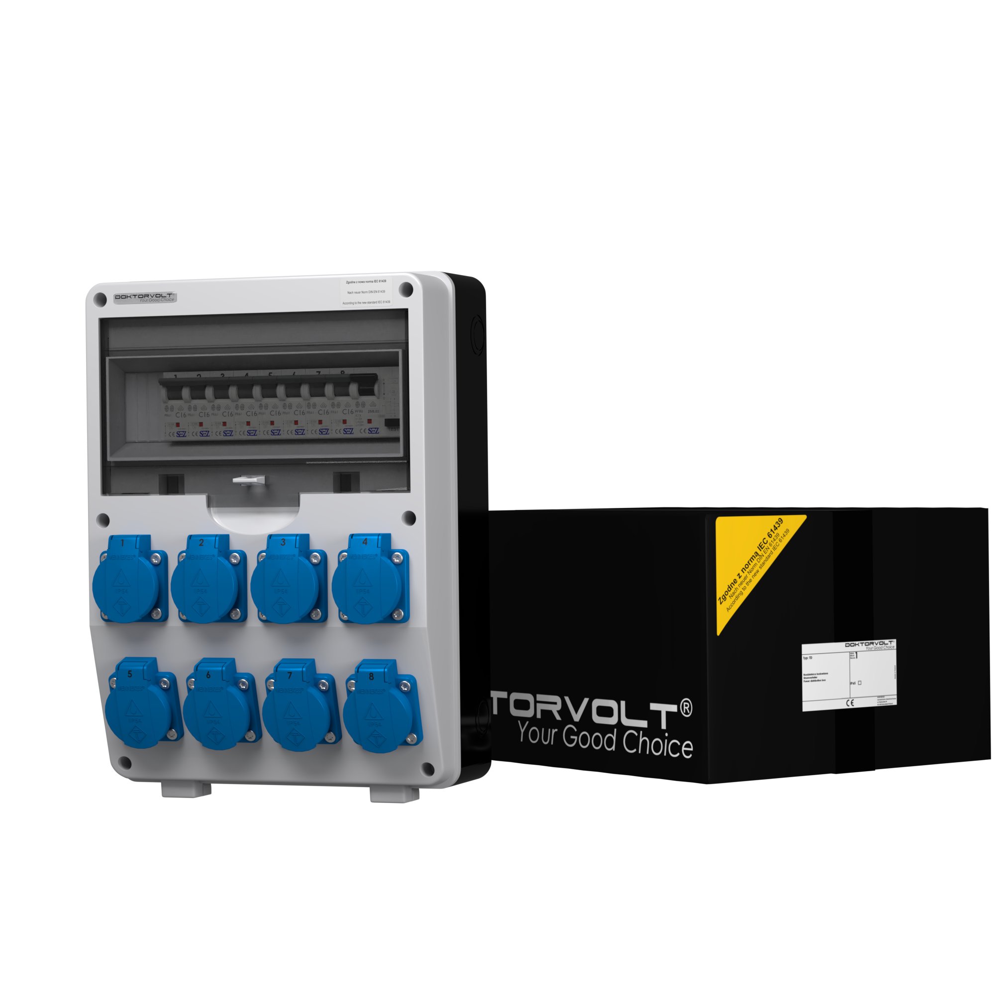 2x Stavební rozvaděč Td-s/fi 8x230V Schuko Doktorvolt 2824