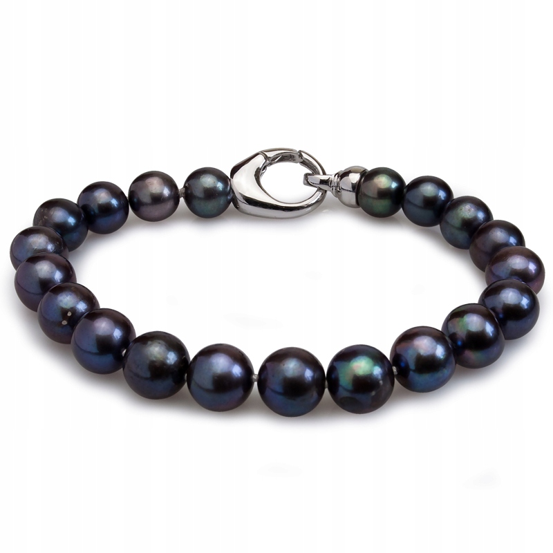 Stříbrný Náramek Z Pravých Tmavých Perel