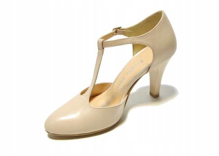 Piękne 5871 pantofle BEŻOWE 100% skóra 35 - 41 Rozmiar 35
