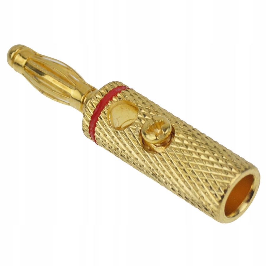 

Wtyk banan metalowy gold czerwony technika audio