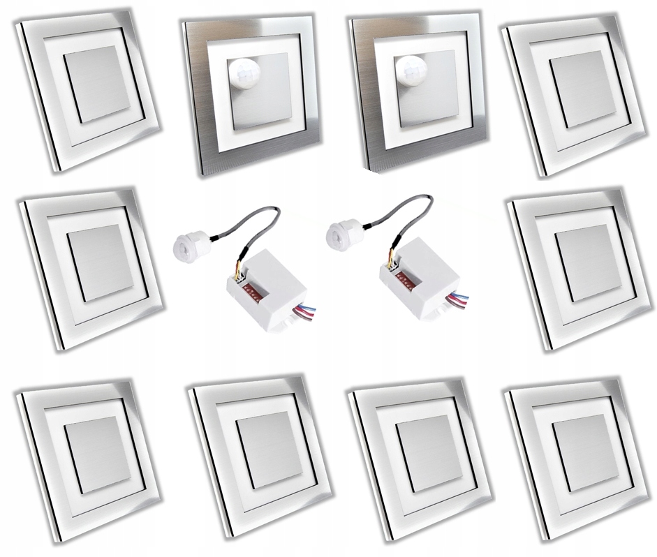 

Zestaw 8x Lampka schodowa Led 230+ 2 czujka ruchu