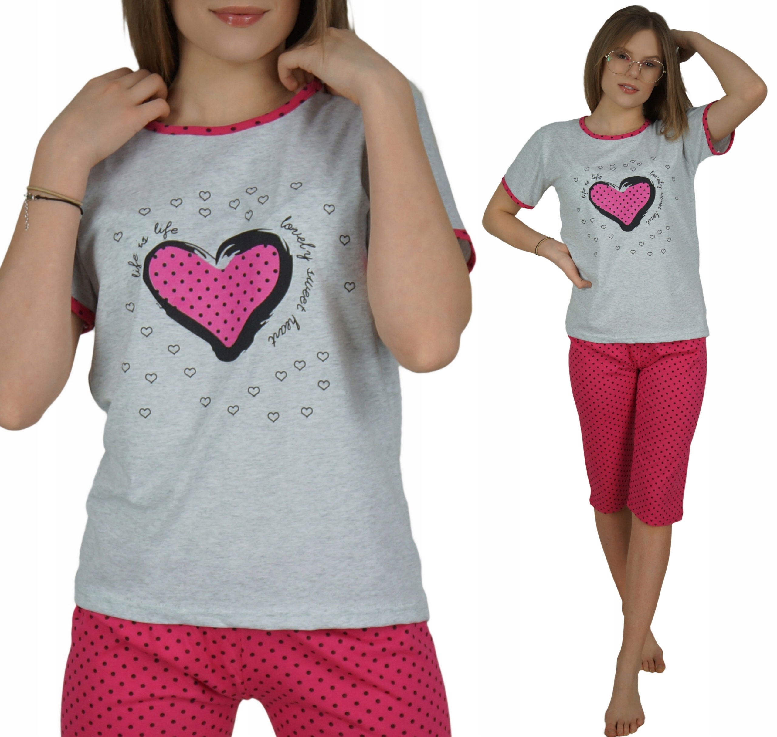 

Piżama Damska S 36 Serce love Rybaczki t-shirt S r