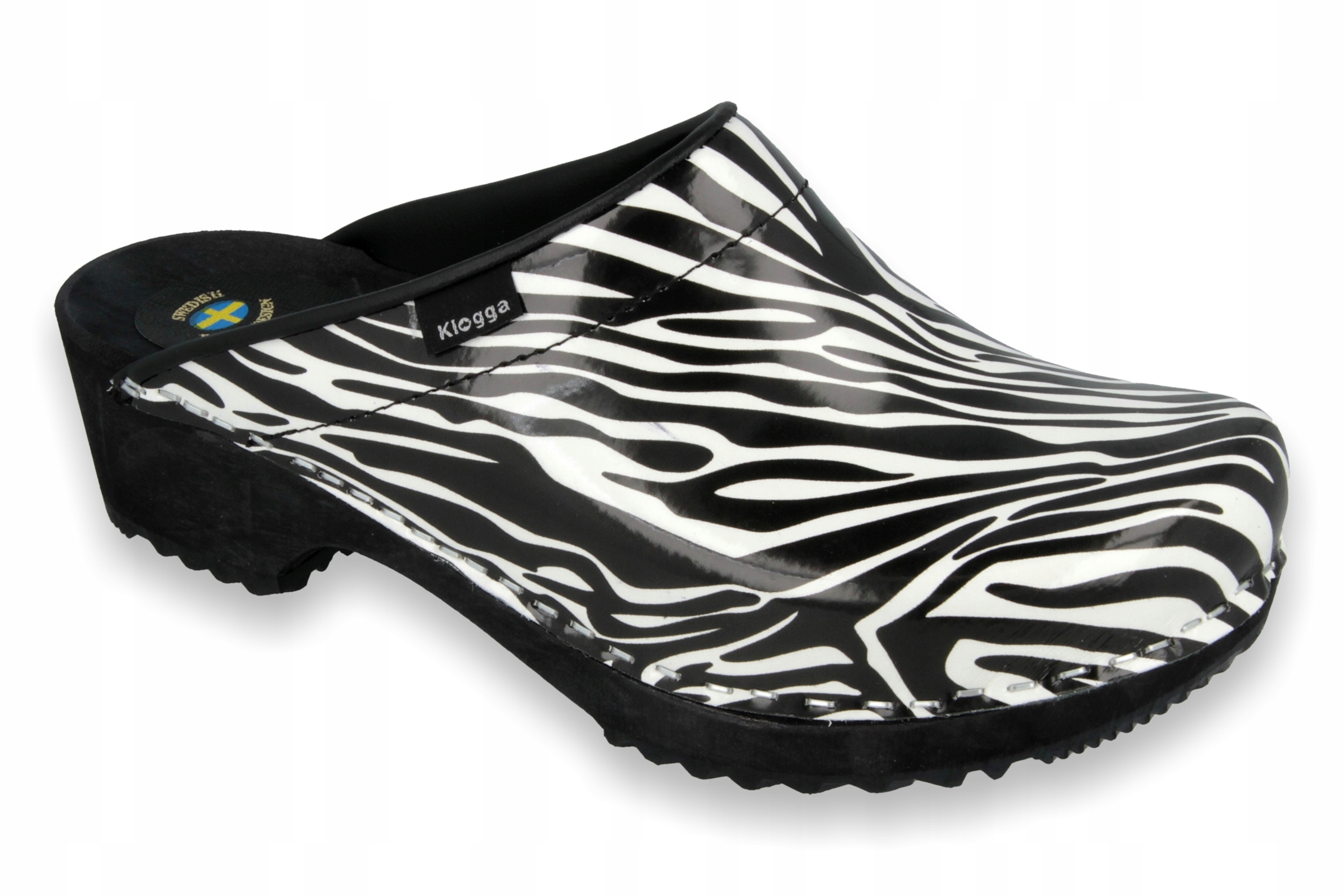 

Zebra drewniaki skóra naturalna chodaki Klogga 40