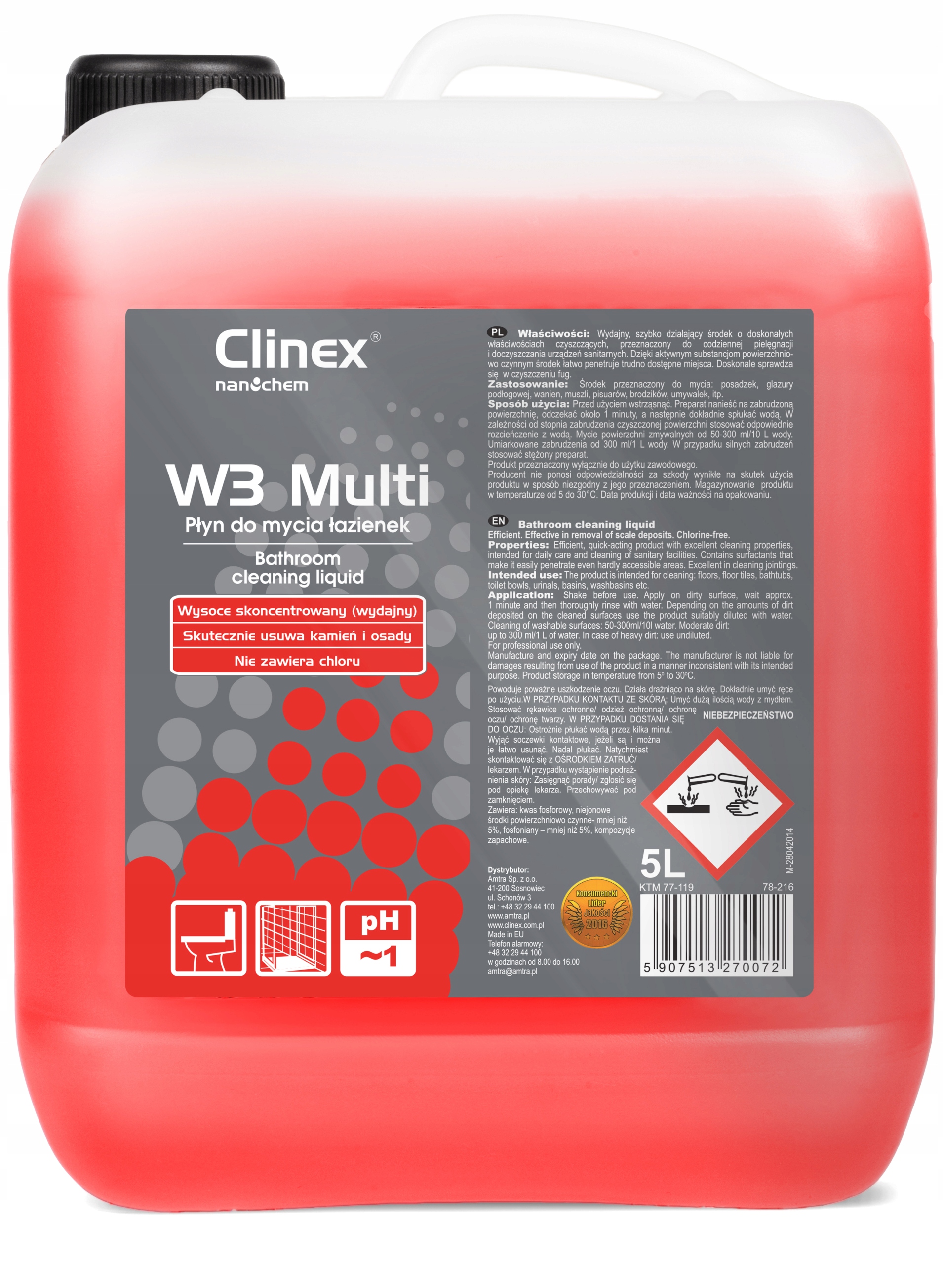 

Clinex W3 Multi Płyn Do Mycia Łazienek - 5L