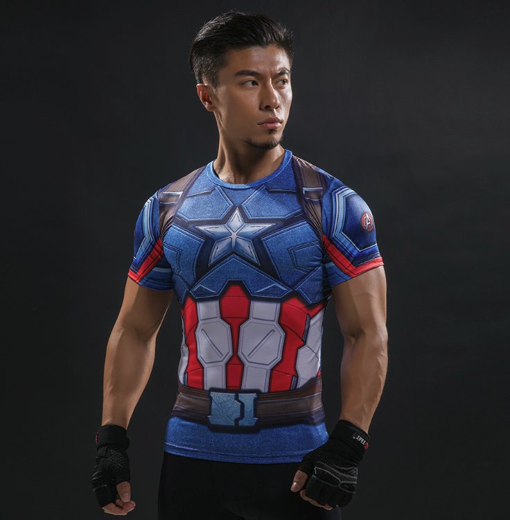 Koszulka termoaktywna na siłownie Avengers L Rękaw krótki rękaw