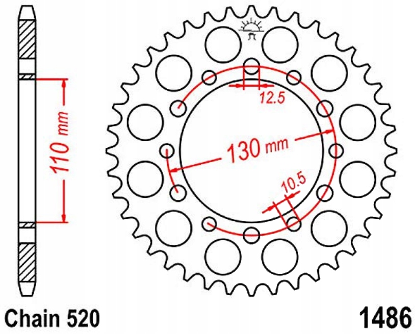 Zadní ozubené kolo Jt R1486 40-44Z Kawasaki Er 500 B