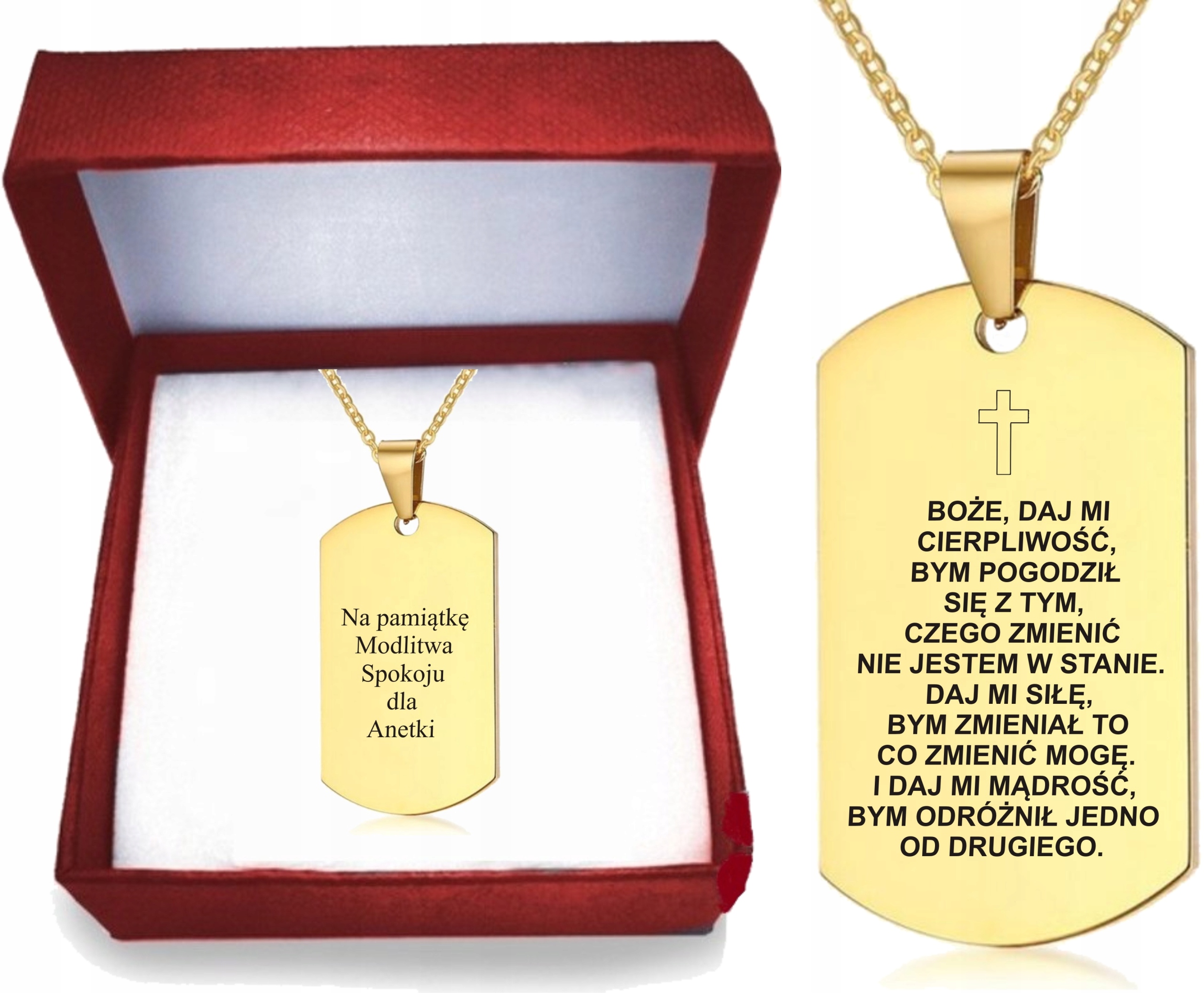 

Nieśmiertelnik Wisiorek z grawerem Modlitwa Spokój