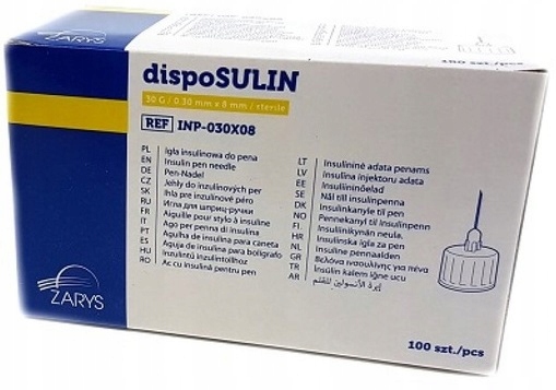 

Igły do penów dispoSULIN G30 (0,30x8) 100szt