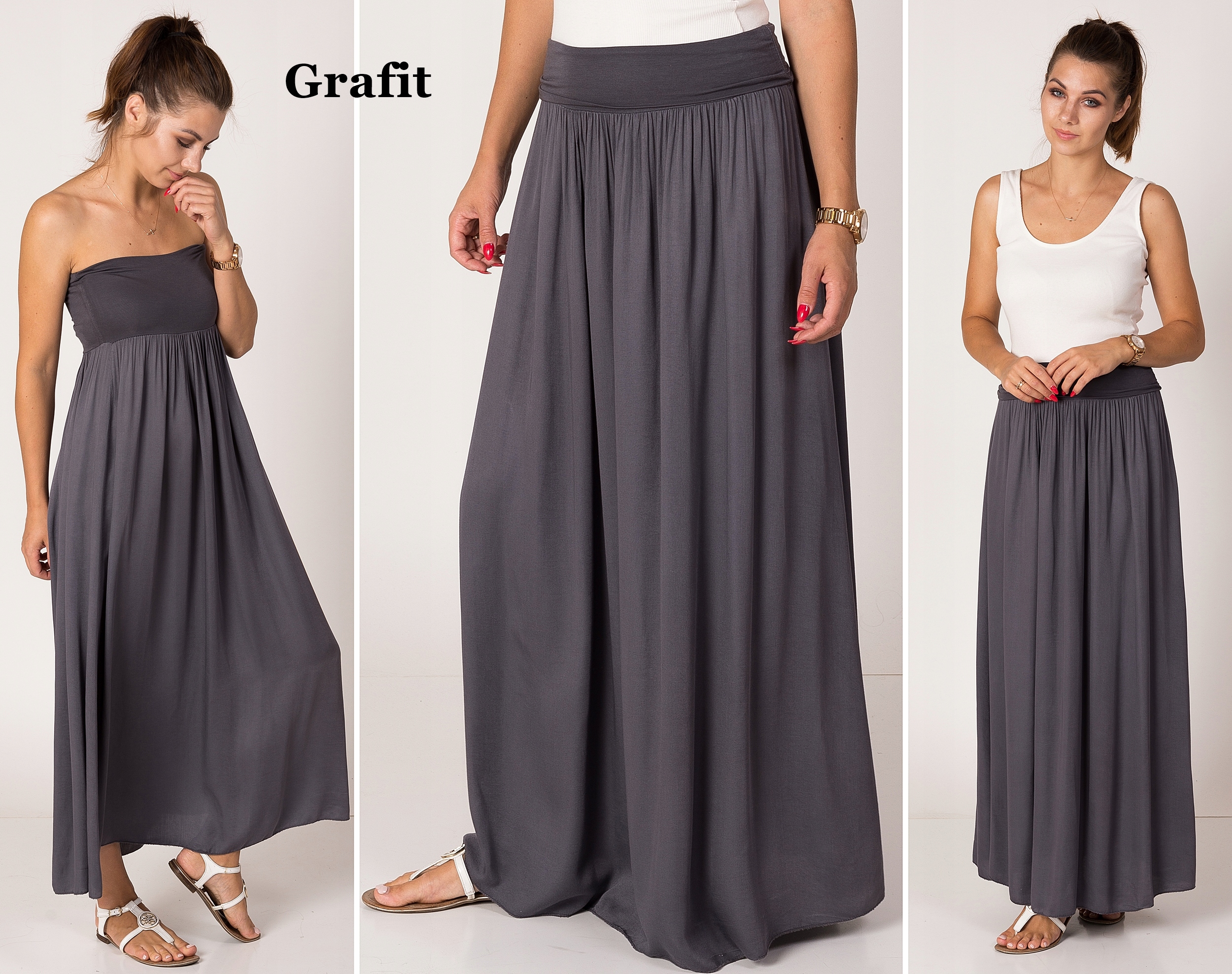 Lekka modna SPÓDNICA 2w1 SUKIENKA -różne KOLORY Wzór dominujący bez wzoru