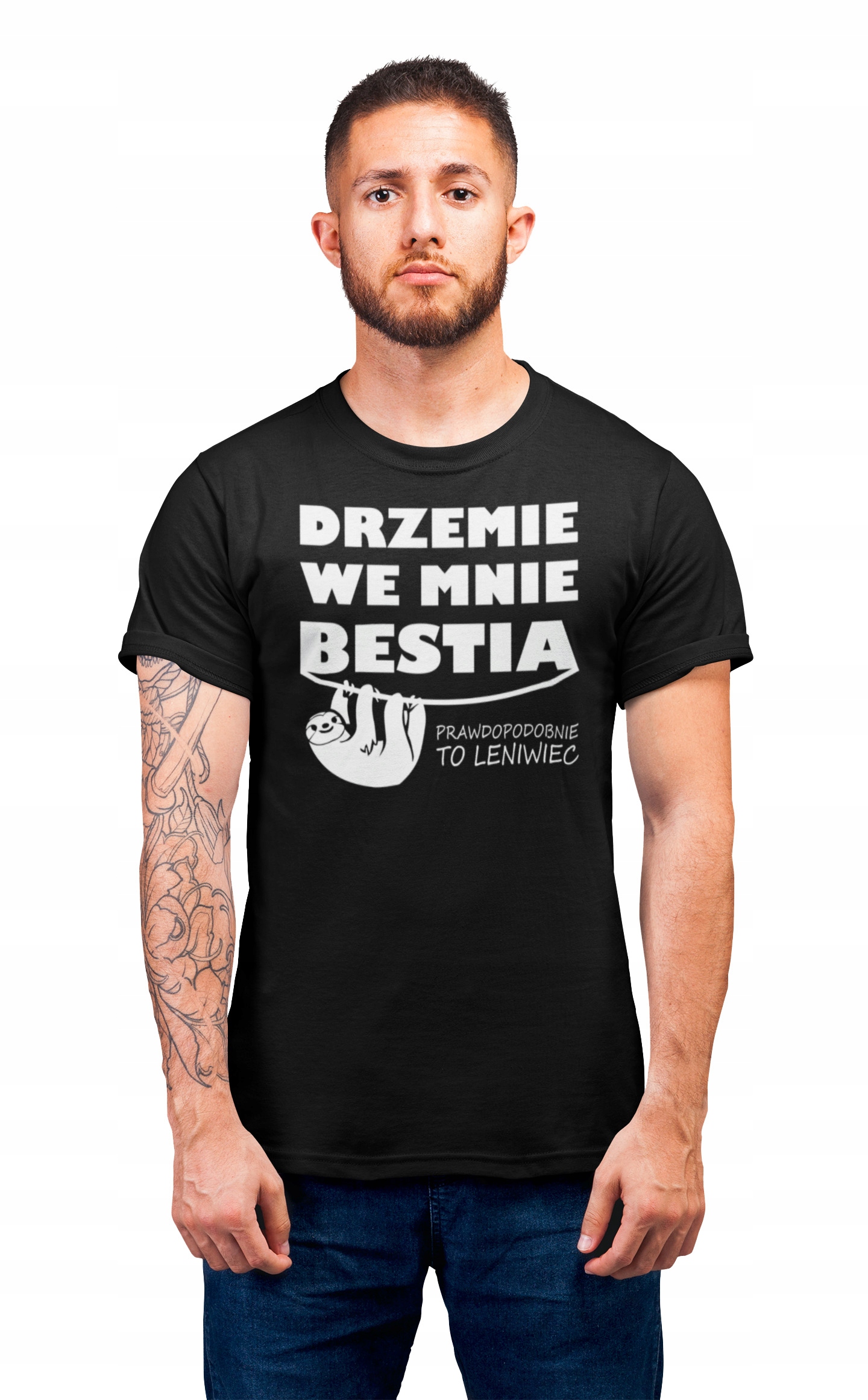 

Tshirt Męski Drzemie We Mnie Bestia To Leniwiec