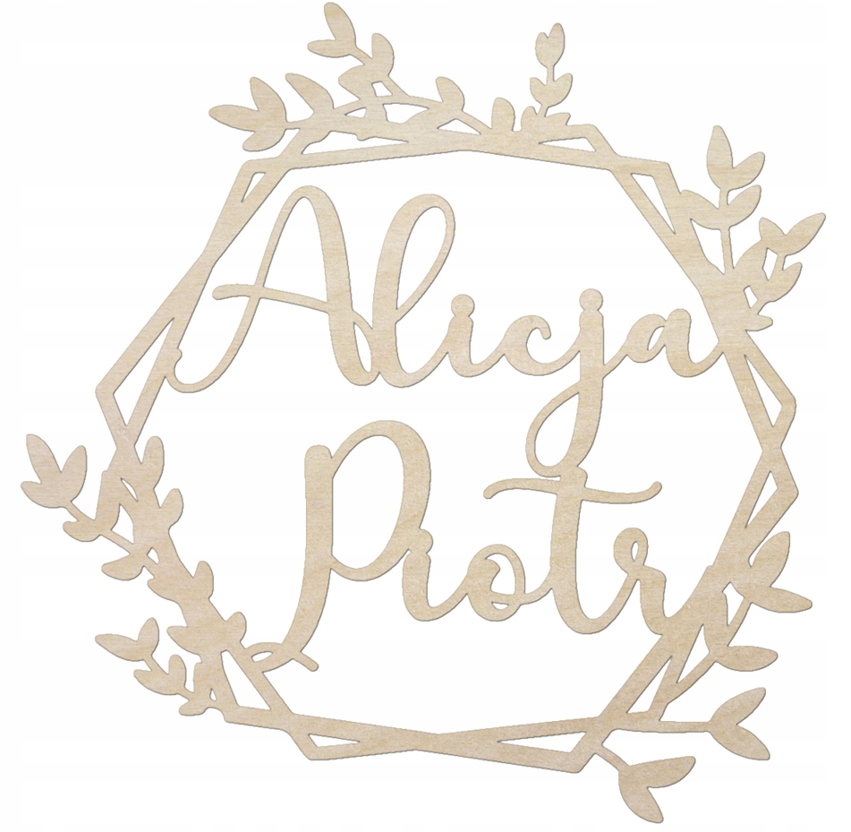 

Wianek koło na ślub wesele z imionami 30 Czcionek