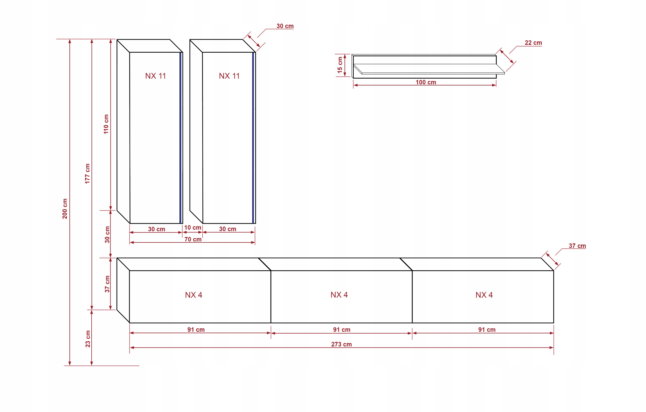 Meblościanka Zestaw Meble Ścianka Salon RTV N49 Kod producenta meble do pokoju salonu meblościanka