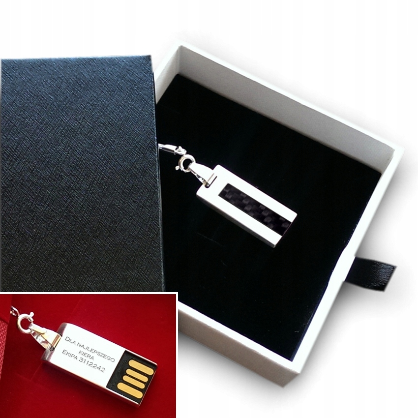 

Prezenty z grawerem Pendrive 64GB | Srebro Carbon