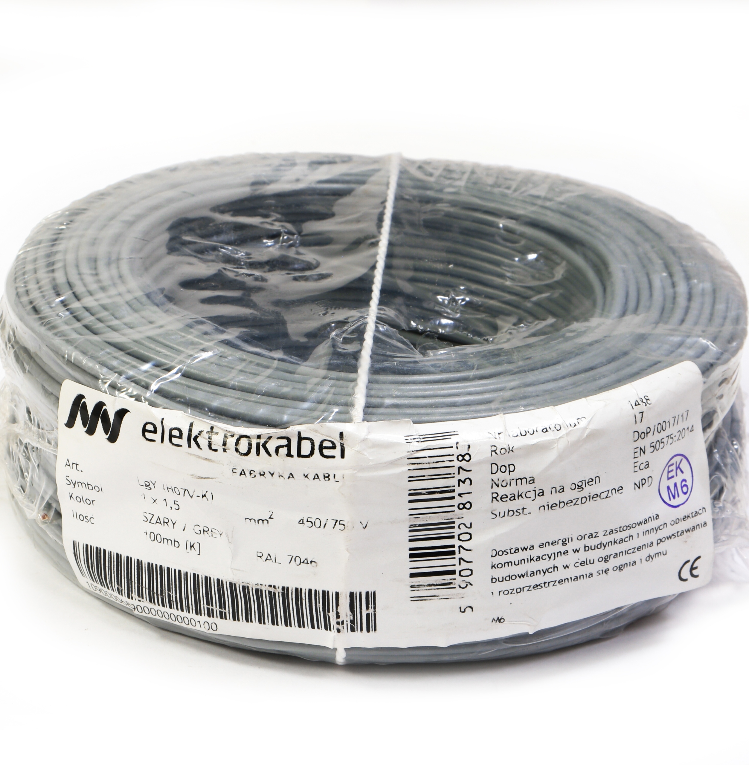 Kábel Lgy 1,5 mm sivý 100 m Elektrokabel 750 V