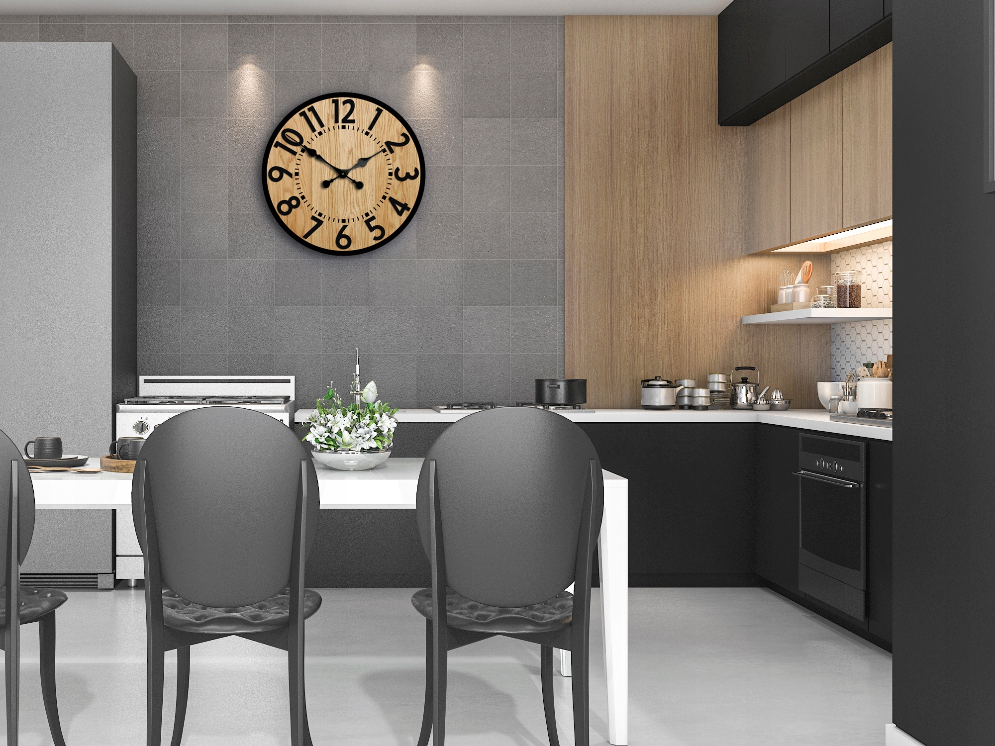 ZEGAR ŚCIENNY DREWNIANY DĄB BERLIN 49 CM MASYWNY Marka ModernClock