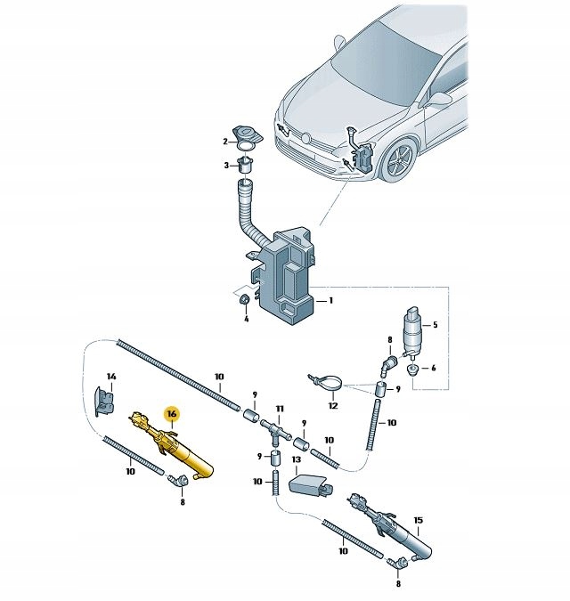 DYSZA CYLINDER SPRYSKIWACZA LAMP SKODA OCTAVIA 3 Installation side front