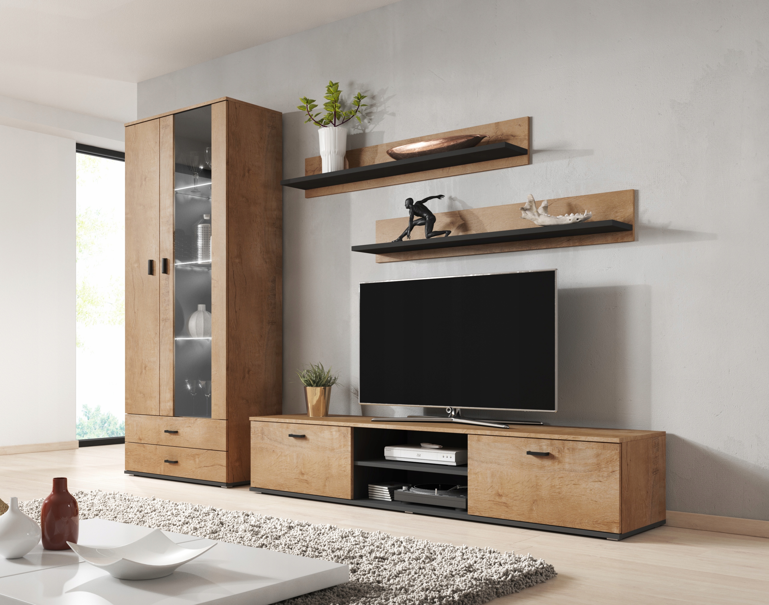 

Zestaw Soho 8 dąb lefkas + czarny Led- Cama Meble