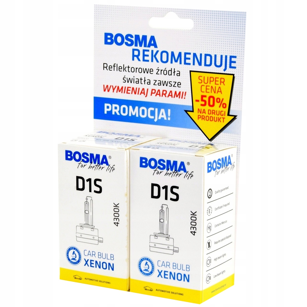

Bosma Dwupak Xenon D1S 4300K 85V 35W PK32d-2 9495D