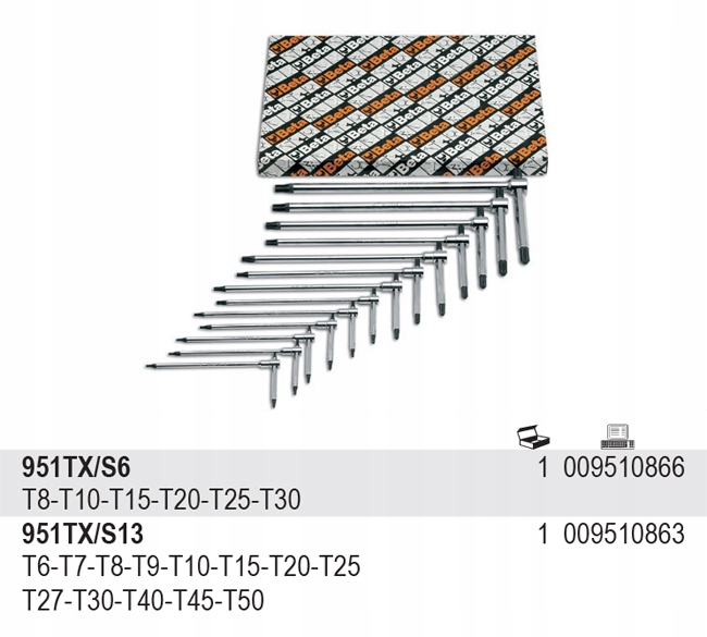 KPL KLUCZY TRZPIENIOWYCH TYPU T TORX BETA 951TX S6 Producent code 951TX S6