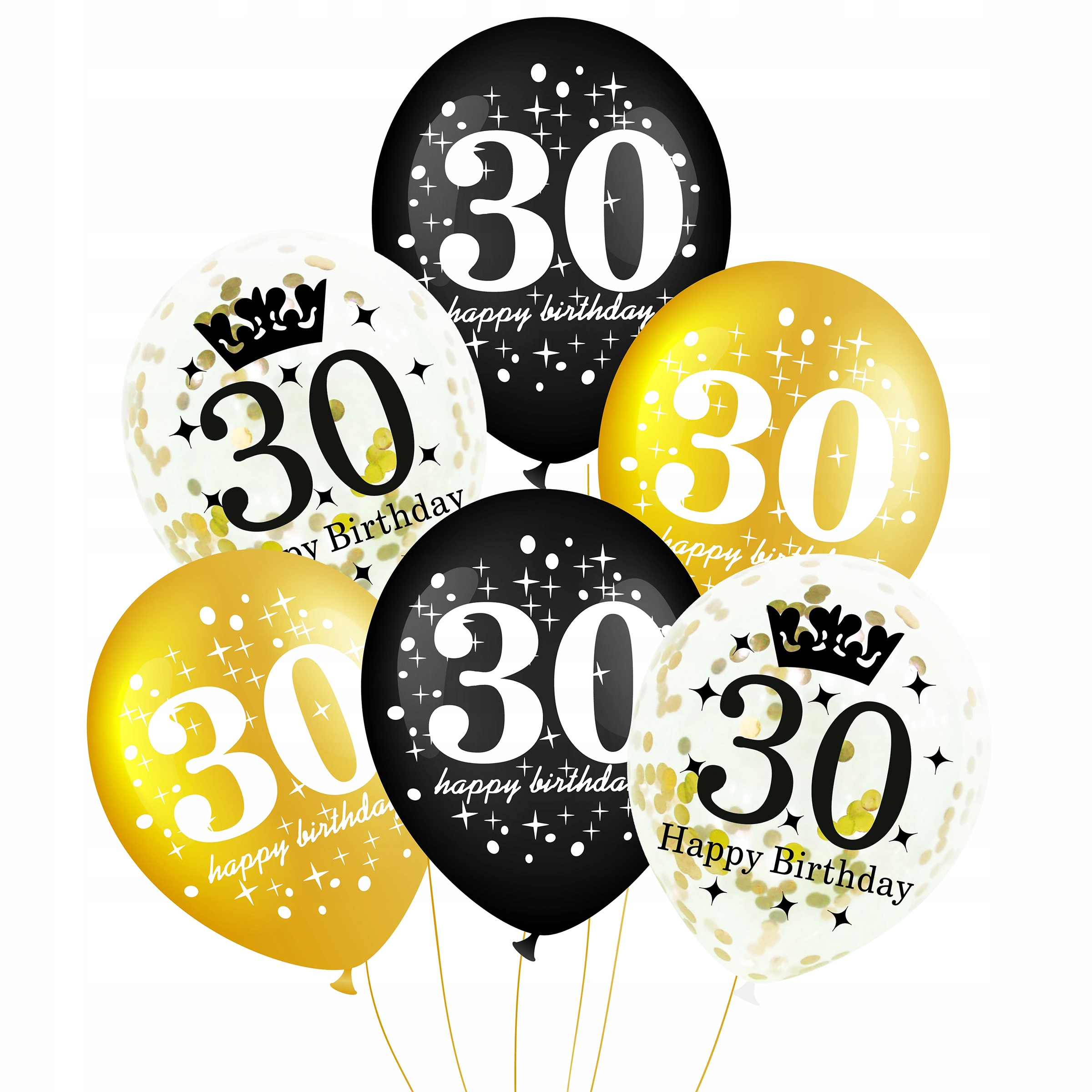 

Zestaw Balony na 30-te Urodziny z Konfetti - 6szt