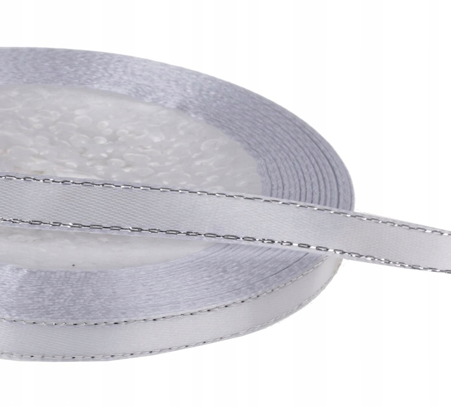 

wstążka z połyskującą nitką Srebrną