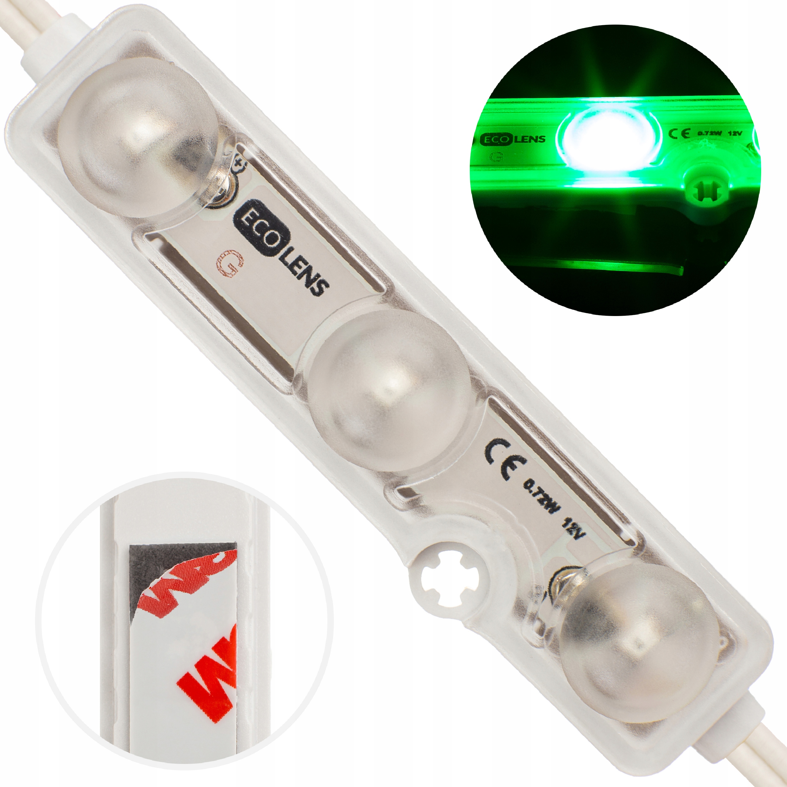 

Moduł 3x Led Smd 0,72W zielony 12V Eco Lens Ip 68