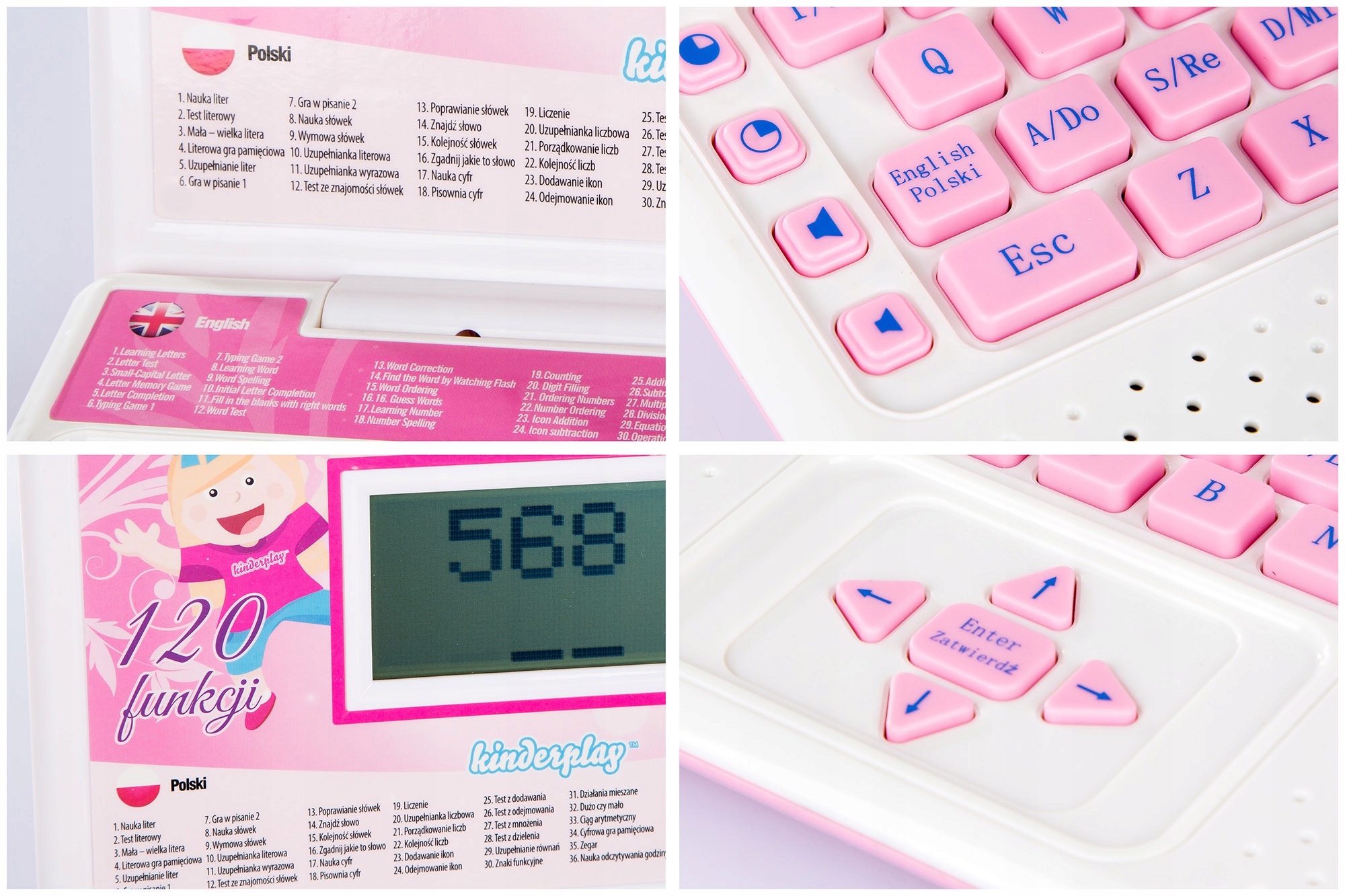 KINDERPLAY LAPTOP DLA DZIECI EDUKACYJNY DO NAUKI LITEREK LICZENIA 120 OPCJI Bohater Inny