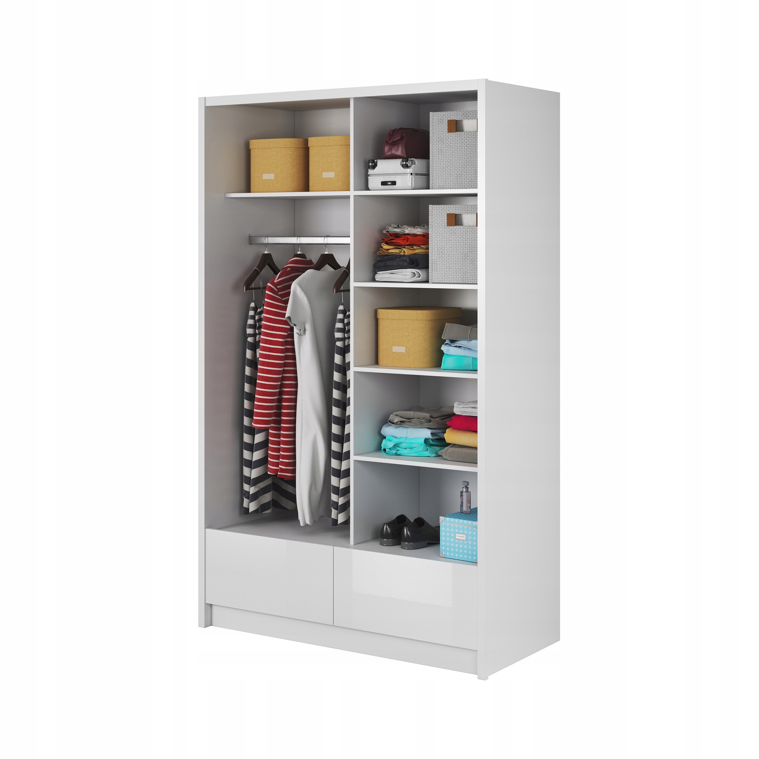 Szafa Garderoba MARSYL 130cm Biały Połysk + Lustro Marka Multi Meble