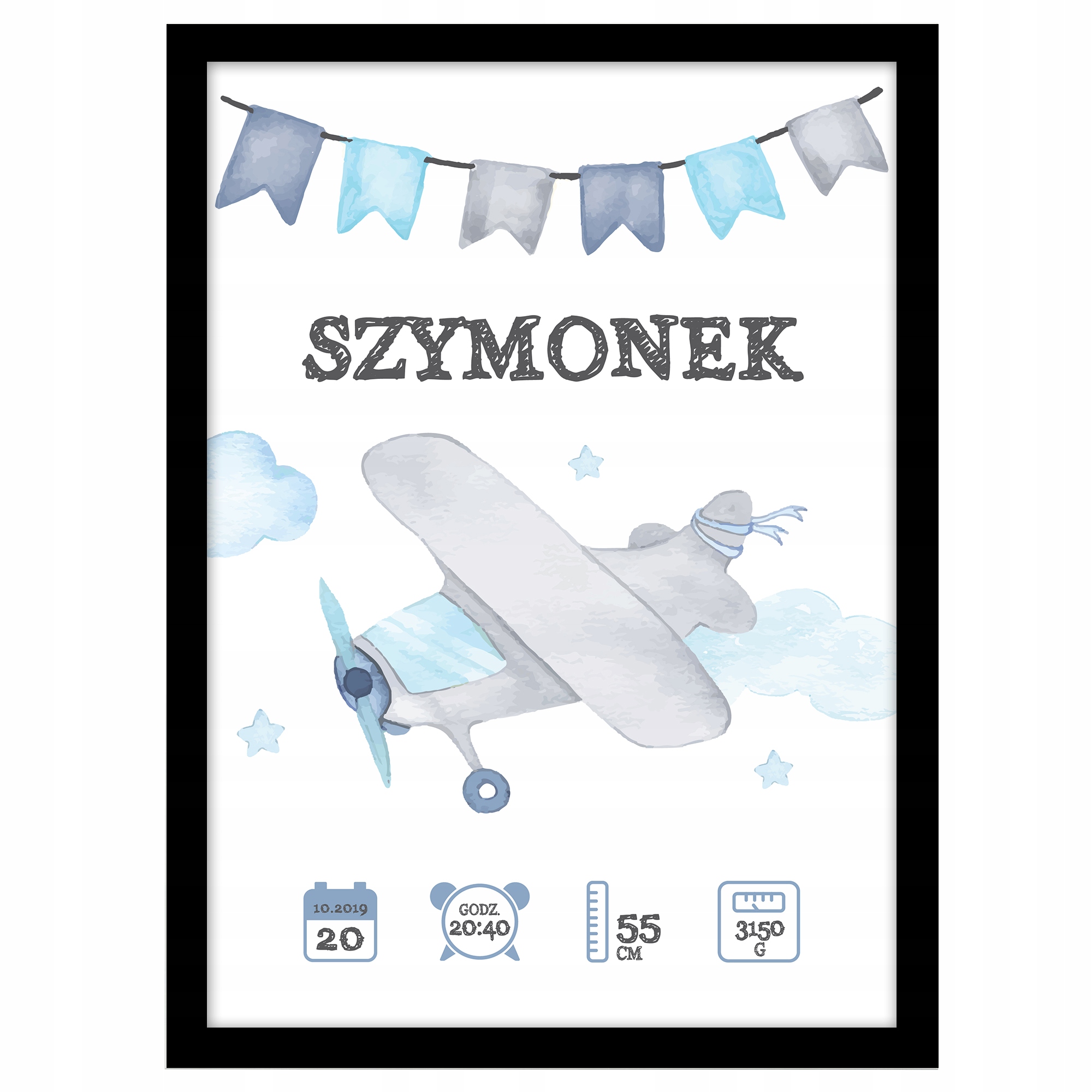 

Metryczka A3 urodziny, chrzest Nowe Ramka