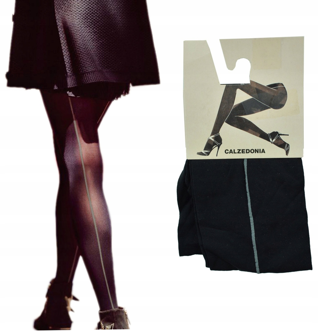 

Calzedonia rajstopy czarne szary szew 1/2 S/m