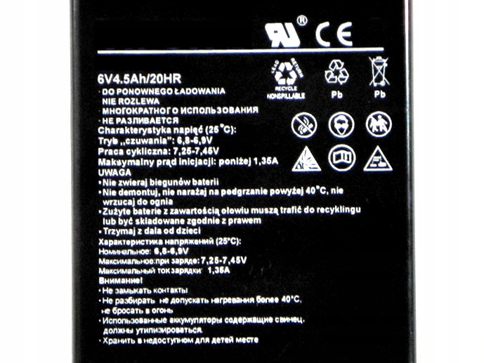 B6V4,5 AKUMULATOR ŻELOWY 6V 4,5Ah 20HR ŚWIDNIK Kod producenta LX645CS