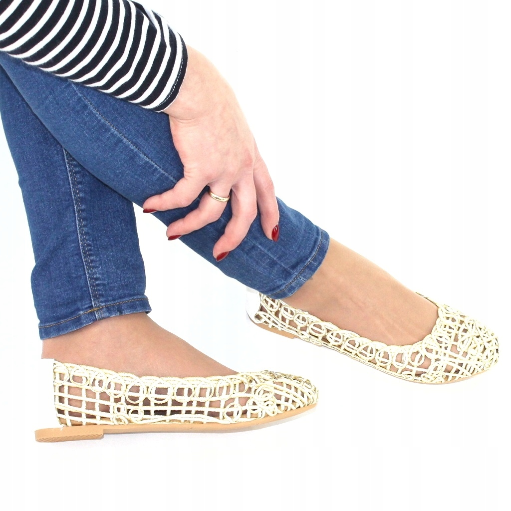 

Ażurowe Damskie Baleriny Lato Buty Koronka r 38