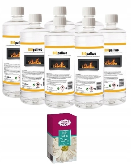 ZESTAW 7L bioetanol płyn BIOPALIWO + olejek do aromaterapii białe kwiaty
