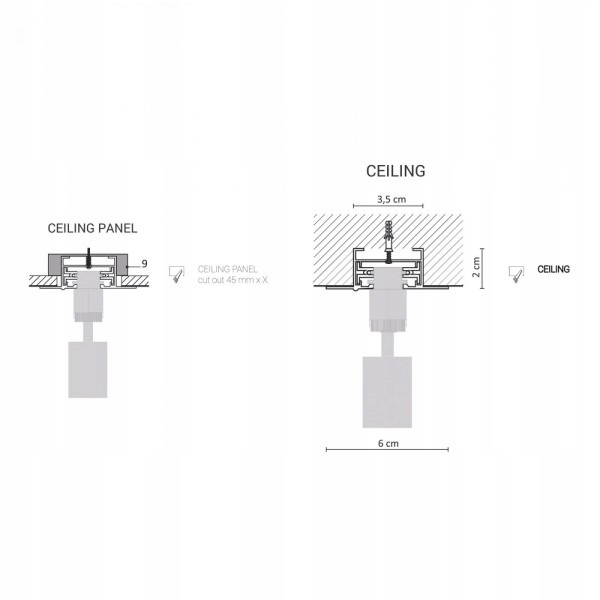 OŚWIETLENIE SZYNOWE PROFILE RECESSED TRACK 2m Marka Nowodvorski