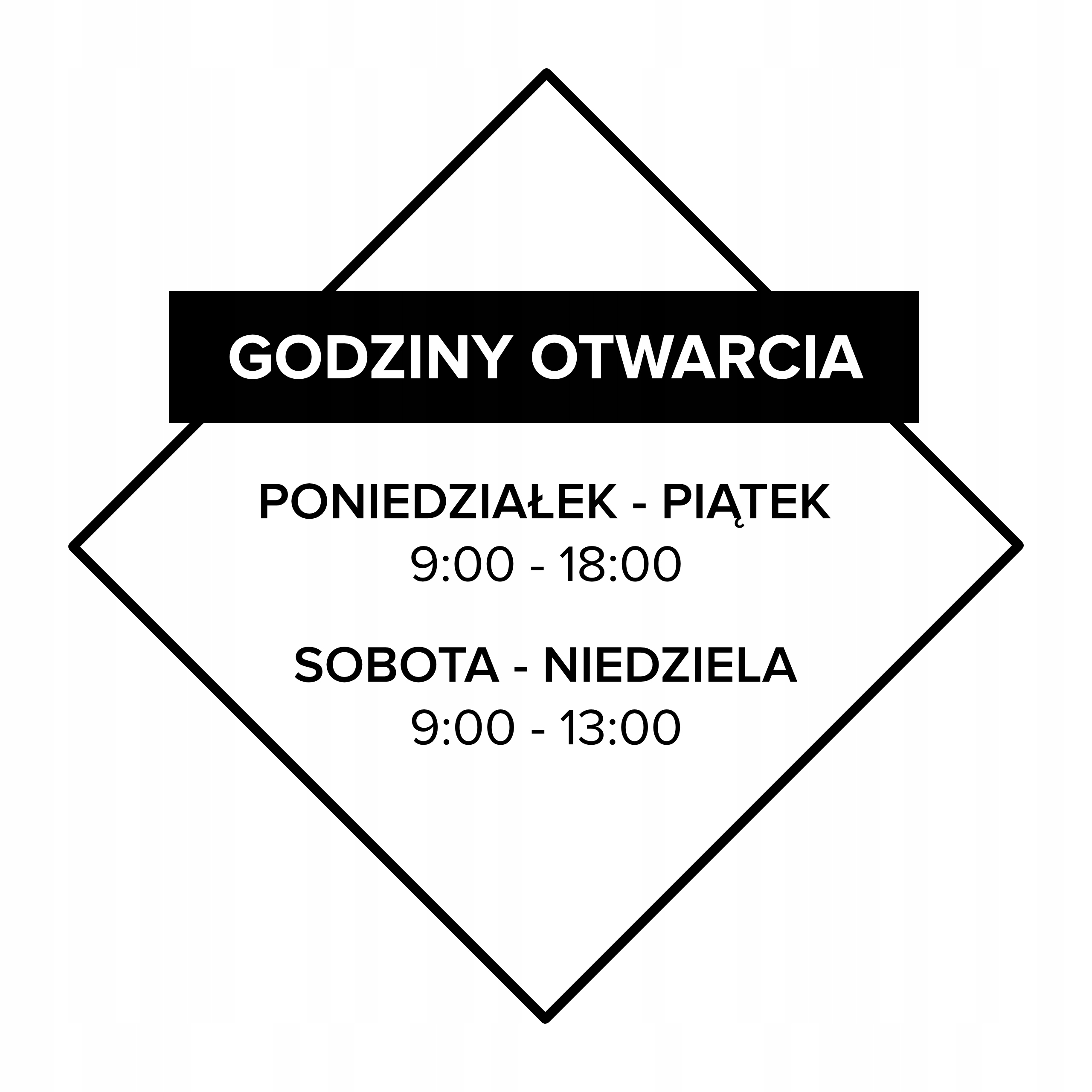 

Naklejka na szybę godziny otwarcia 45x45cm W01