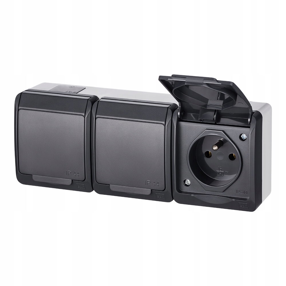 Hermes Gniazdo potrójne IP44 antracyt 0323-07 Marka Elektro-Plast