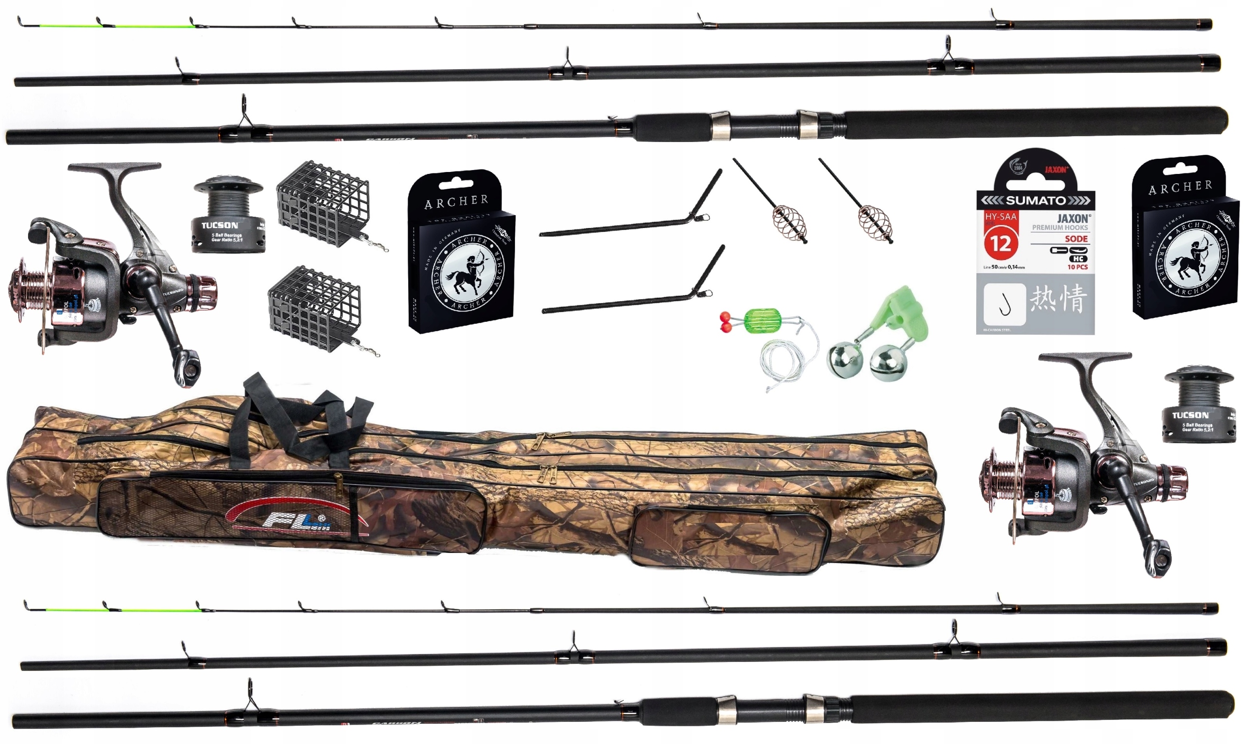 Zestaw gruntowy 2x Wędka Feeder Kołowrotek Torba