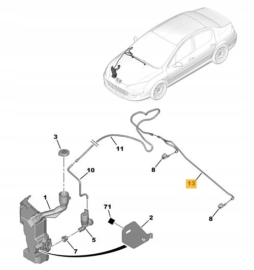 PEUGEOT 407 PRZEWOD SPRYSKIWACZA KONCOWKA 2 SZT Car type Passenger cars