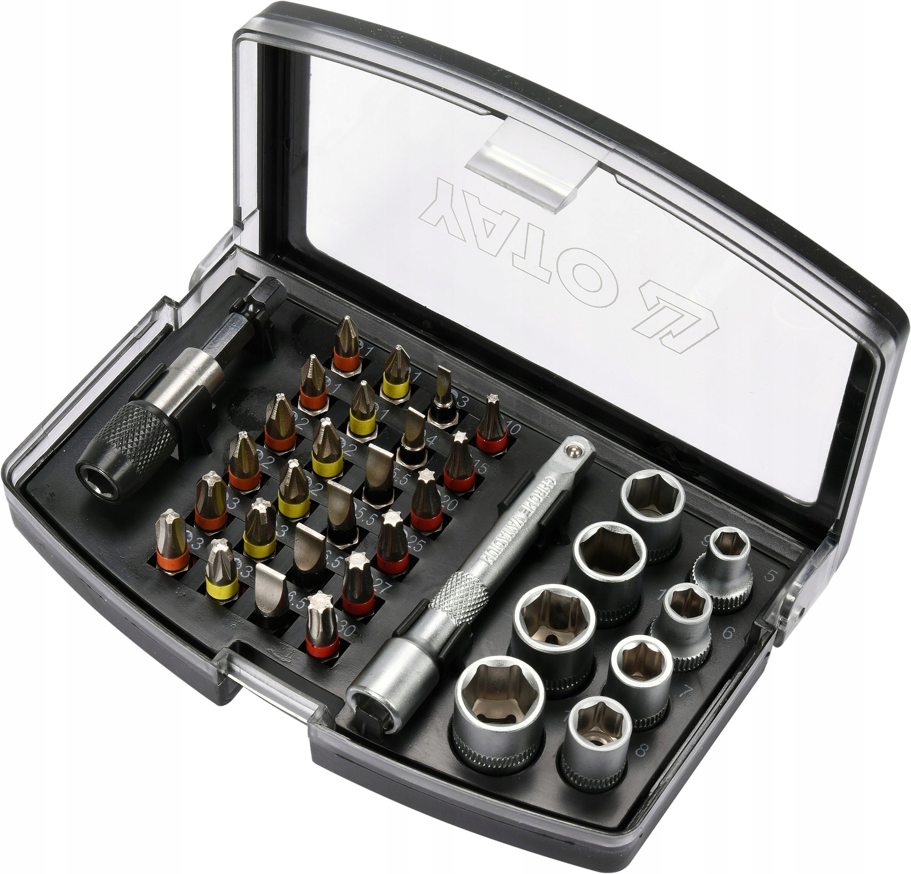 KOŃCÓWKI ŚRUBOKRĘTOWE I NASADKI 34 SZT. YT-04623