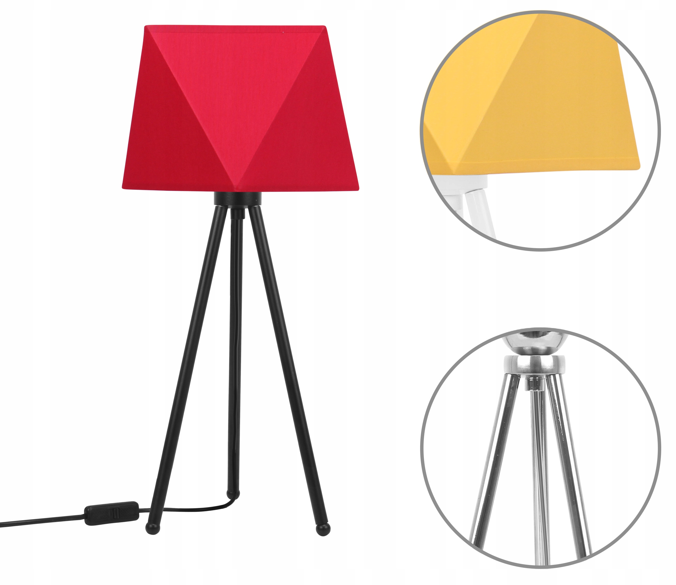 LAMPKA NOCNA BIURKOWA - ABAŻUR DIAMENT - TRÓJNÓG Styl nowoczesny