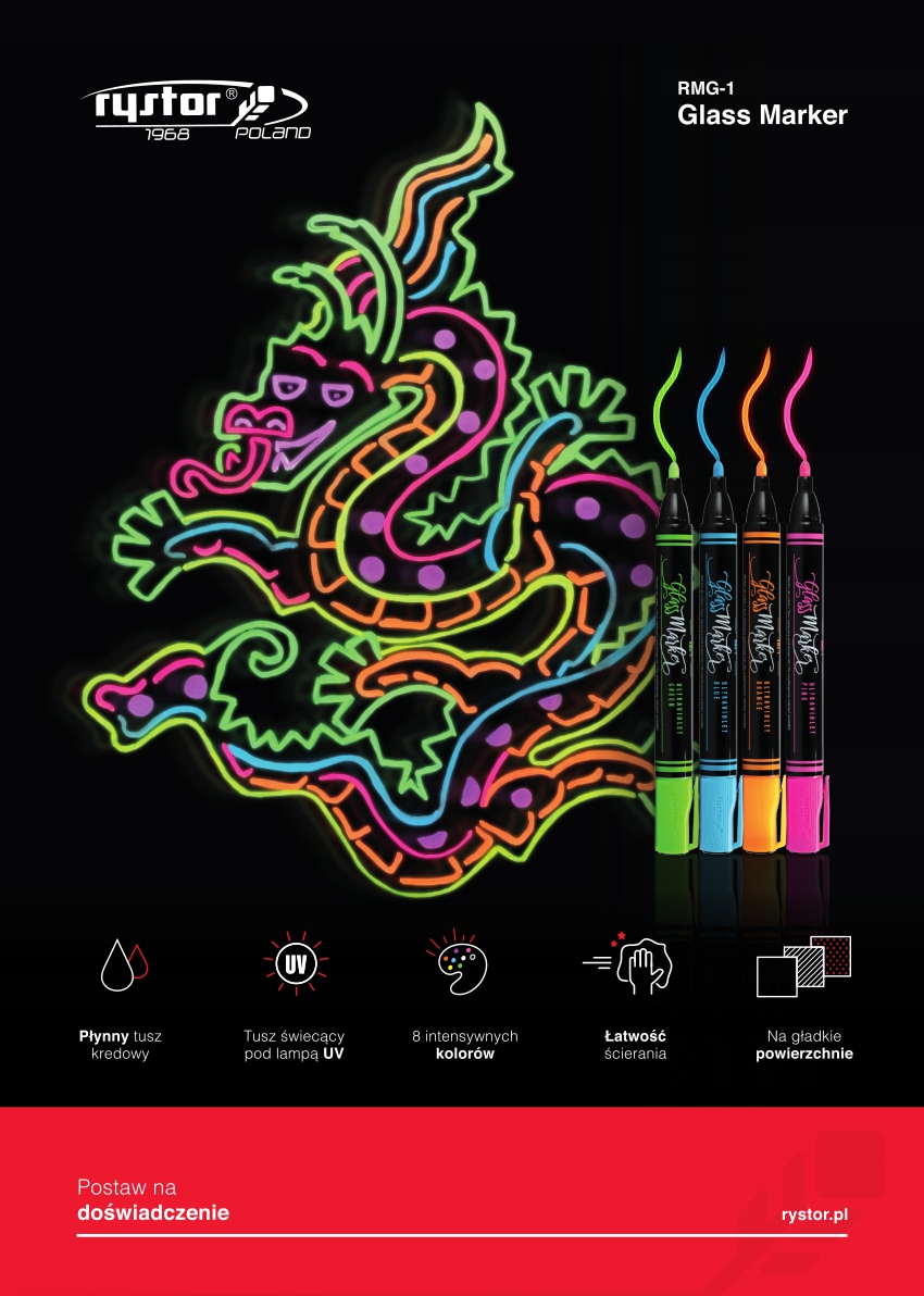 Marker kredowy RYSTOR 4 kolory do szyb potykaczy Marka Rystor