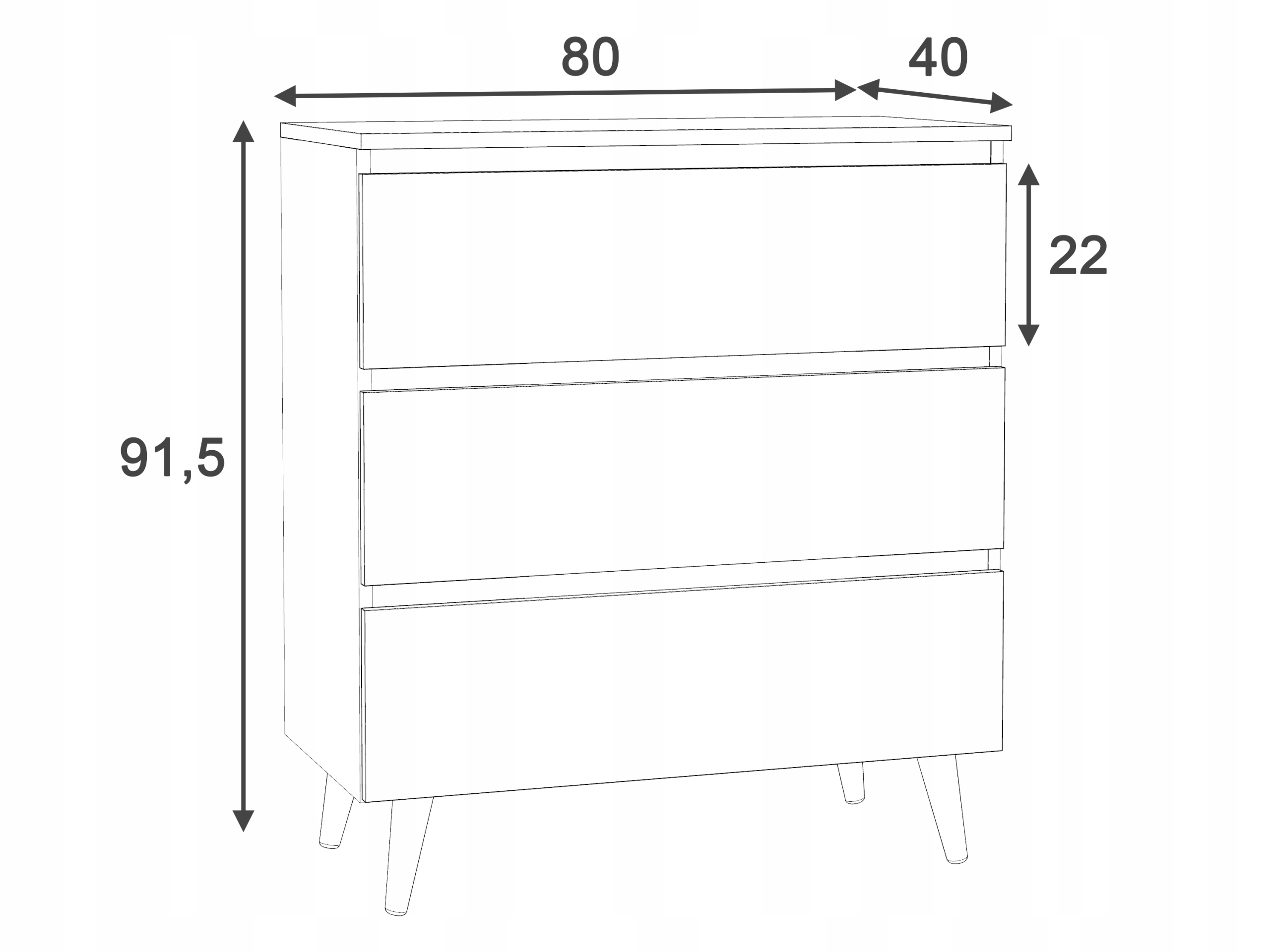 KOMODA STYL SKANDYNAWSKI SZAFKA NORGE 80 BIAŁA DĄB Szerokość mebla 80 cm