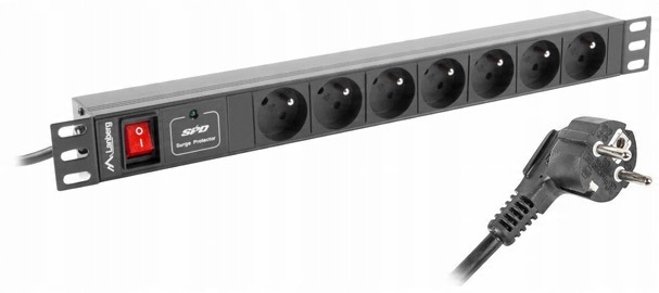

Listwa Rack 19 Lanberg 1U 16A 7X 230V Pl 2M C14