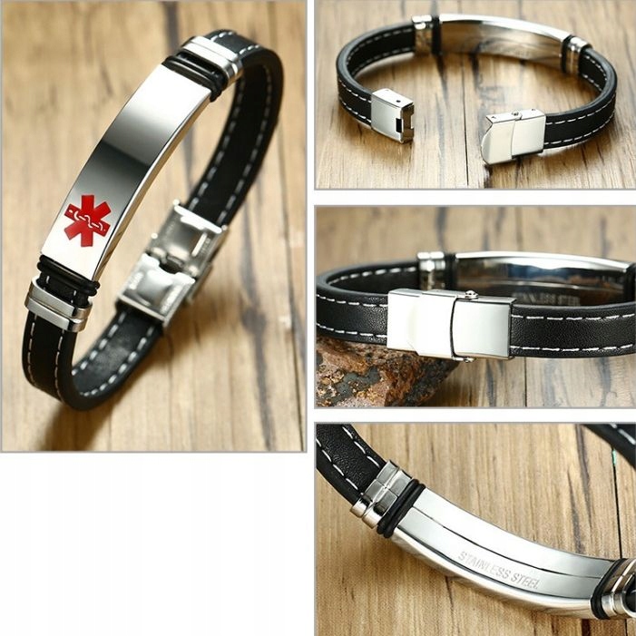 OPASKA RATUNKOWA SOS, DLA DIABETYKA, CUKRZYK SKÓRA Materiał skóra stal