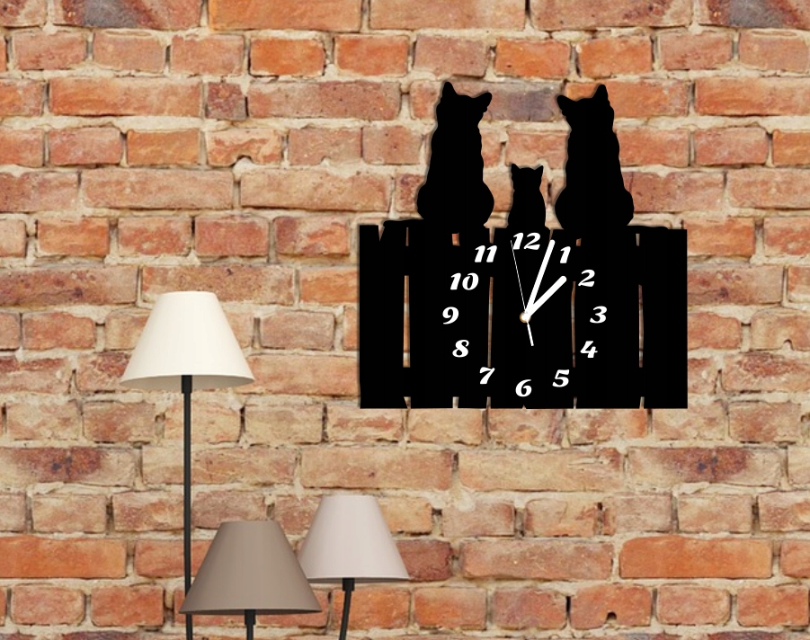 zegar ścienny kot kotek kotki cichy duży 38 cm Typ ścienny