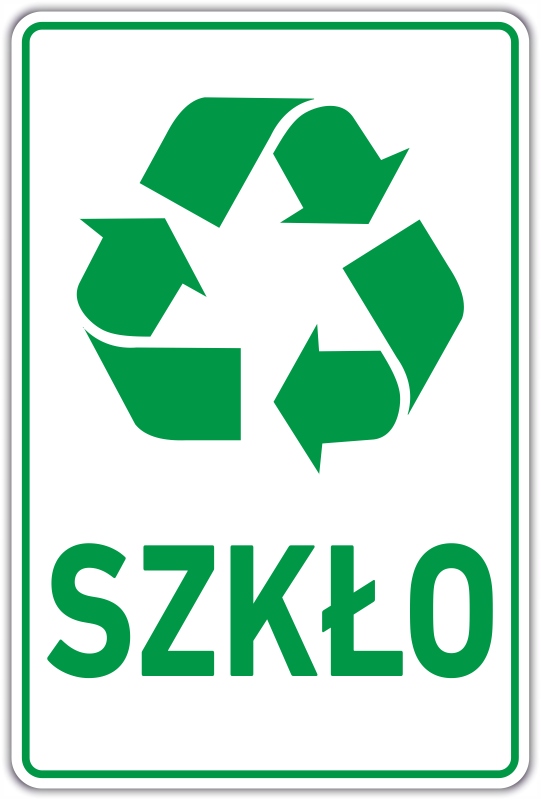 

Szkło Naklejka na kosz segregacja śmieci 30x20cm