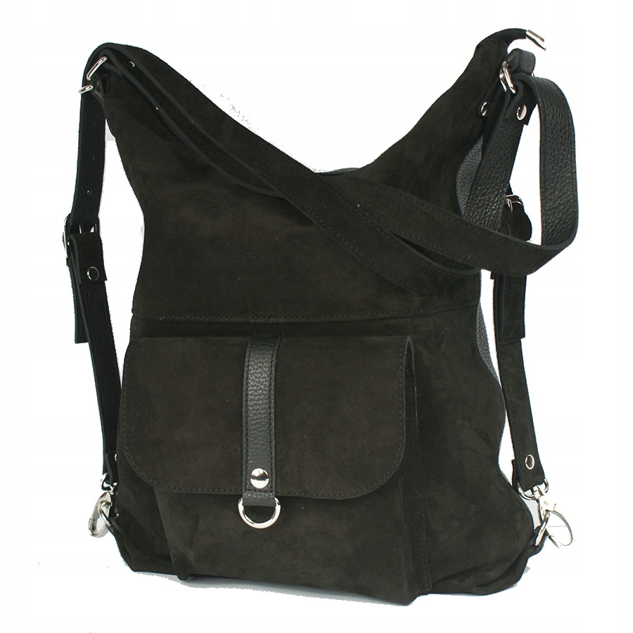 TOREBKA DAMSKA SKÓRZANA ZAMSZ PLECAK 2W1 A4 RUDY Kolor wielokolorowy