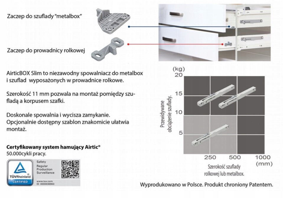 AIRTIC BOX HAMULEC DOCIĄG DO SZUFLADY METALBOX Marka Airtic