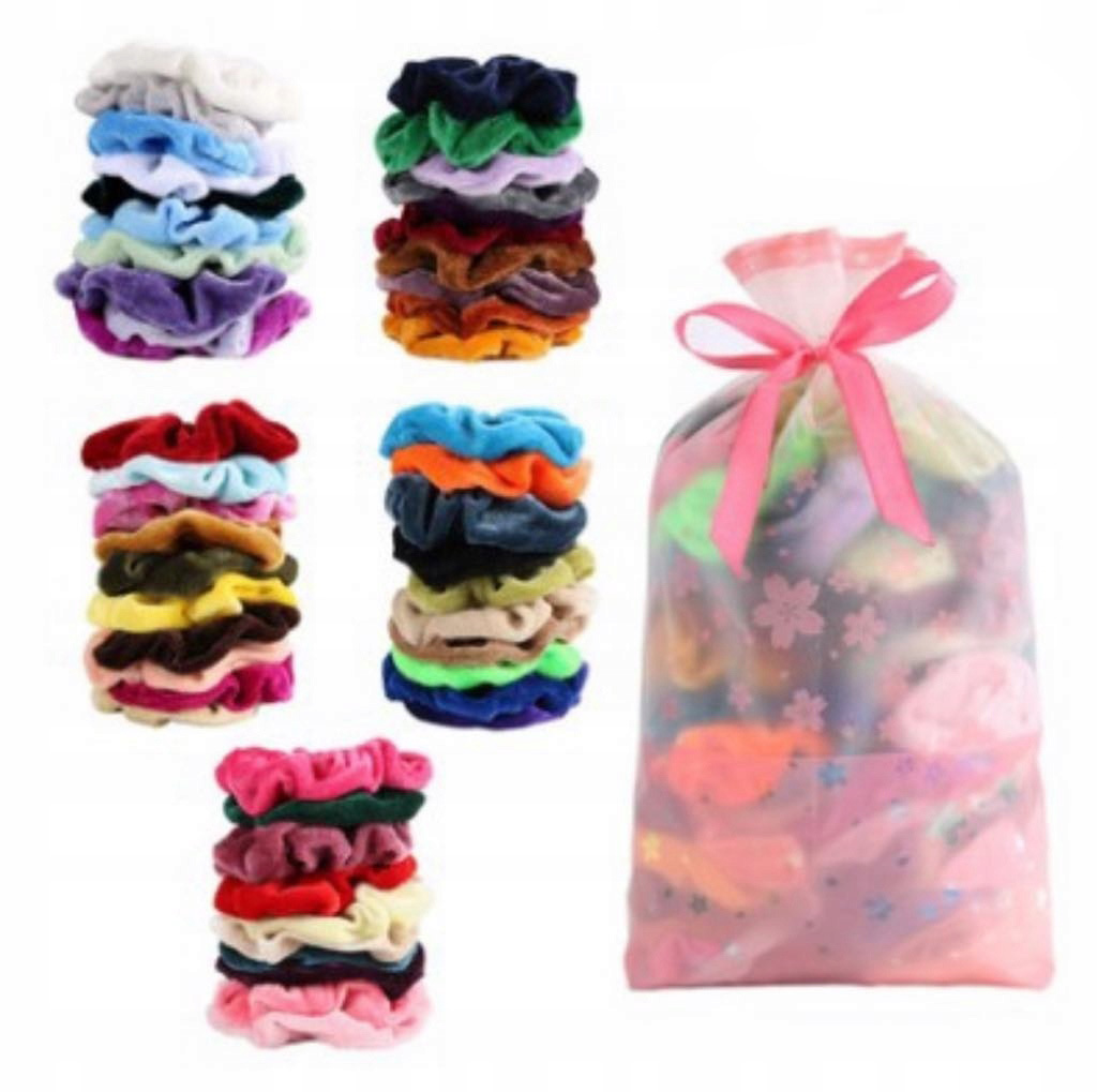 

Scrunchies Gumki Frotki Duży Zestaw 50SZT