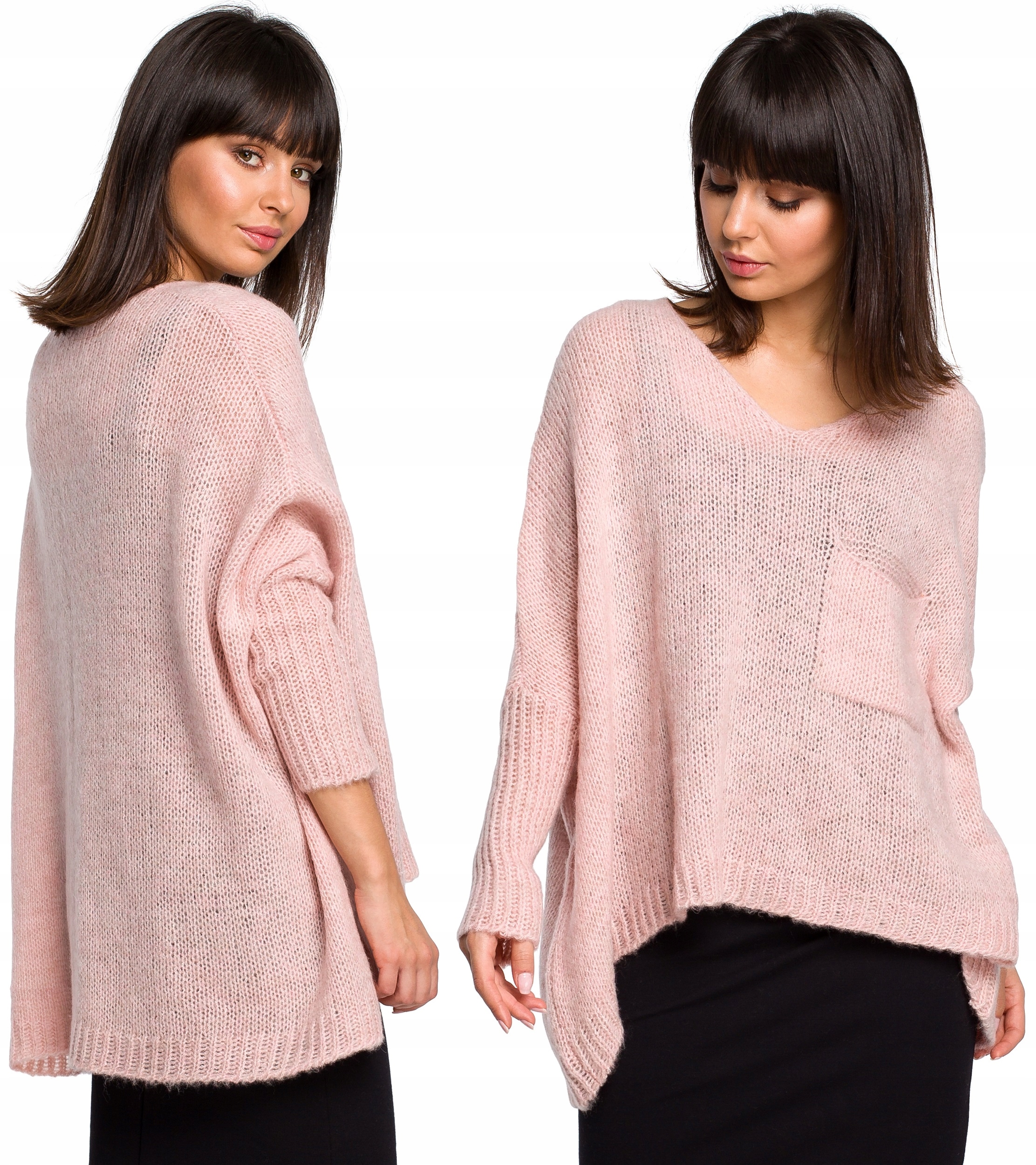 

Luźny Sweter Z Kieszonką Cienki Sweterek Oversize